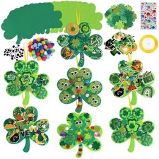 Openfly 24 Sets St. Patrick's Day Shamrock Ornaments 12 inches, Multi-color
