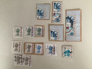 GB WORLDWIDE and EUROPE MACHIN DEFINITIVE USED STAMPS on paper