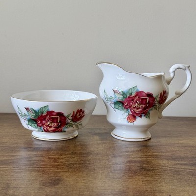 Royal Standard Sugar & Creamer Set Vintage English Bone China Floral Tableware