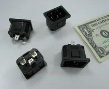 Lot 4 P575 Power Entry Receptacles, D-Plug Cord Snap In BS4491 15A 125V Terminal
