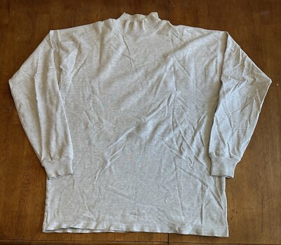 Vintage 80s LL Bean Sweatshirt XL Blank Gray Mock Neck Freeport Maine