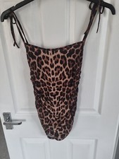 (Prettylittlething Ruched Sided Leopard Print Dress Size 6
