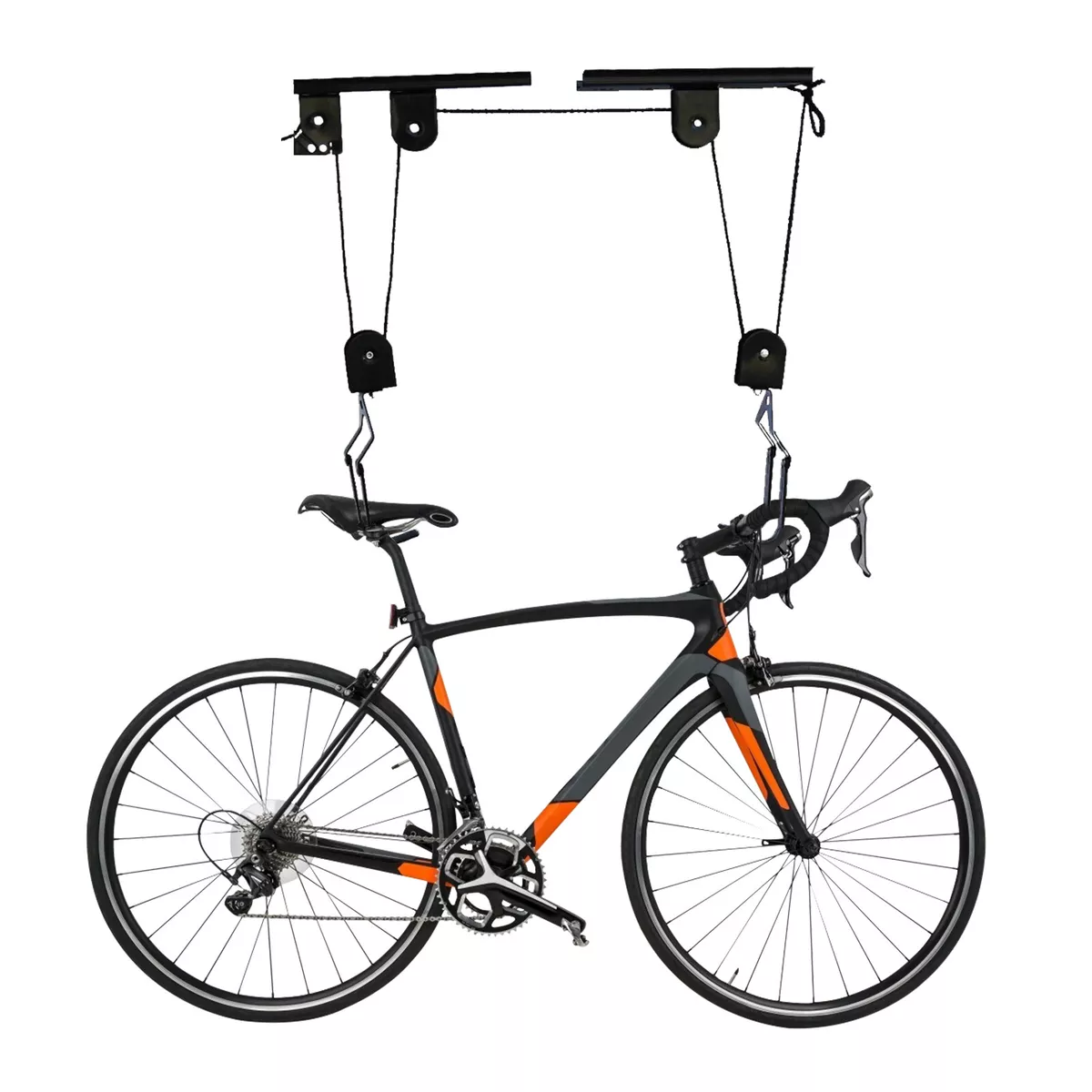 60kg Bicycle Bike Lift Hoist Ceiling Storage Hanger Pulley Rack Garage +  Hooks