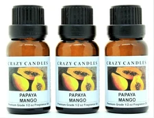 3 Papaya Mango 1/2oz Premium Grade Scented Fragrance Oil Crazy Candles
