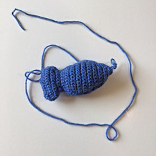 Handmade Crocheted Cat Toy Blue Fish With 32" Lanyard Catnip Stuffed Interactive