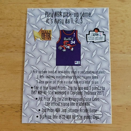 1996 1997 FLEER METAL JERSEY CARD TORONTO RAPTORS 26 OF 29 BASKETBALL STICKER
