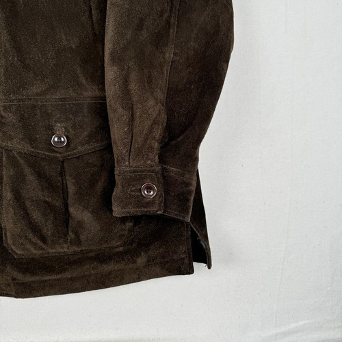Vintage GAP Brown Suede 100% Real Cow Leather Trucker Jacket Men's Size Large - Picture 2 of 10