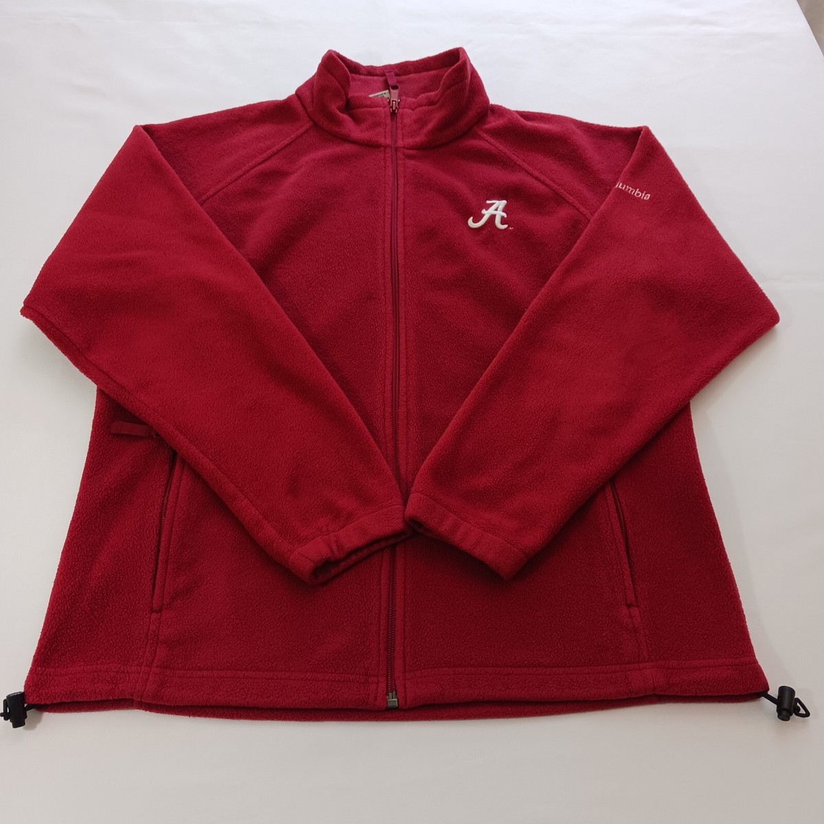 Columbia XL6656 Alabama Crimson Women’s Red Fleece Full Zip Jacket Pockets  Sz L