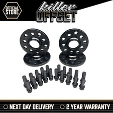 2x 15mm, 2x 12mm Black Killer Staggered Wheel Spacers, Black Bolt VW AUDI RS3