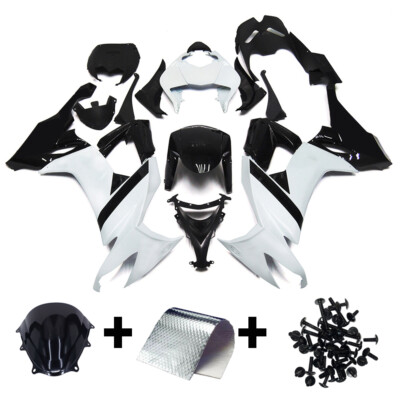 Fairings Plastics White Black Shell Kit for Kawasaki 2008 2009 2010 Ninja ZX10R