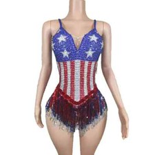 Tassel Bodysuit for Women Performance Dance Costume Singer Dancer Leotard Show