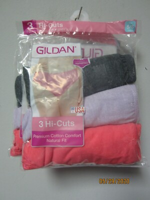Gildan Women's 3-Pack Hi-Cuts Premium Cotton Underwear Size 5/S LOT OF 2!