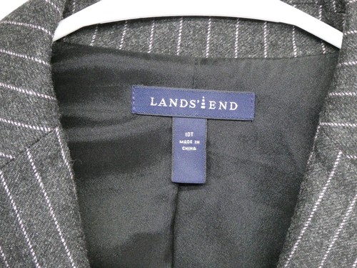 Land's End Wool Cashmere Blazer Jacket Pin Stripe Grey Pink Sz 10 Tall - Picture 4 of 10
