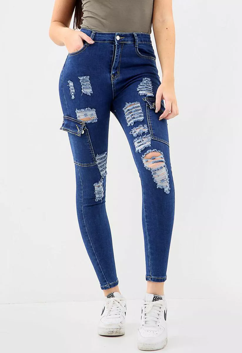 High waisted frayed jeans sale