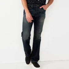 Men's Bootcut Jeans 40x30 Dark Brown Tint Blue 40W 30L Stretch - Free Shipping