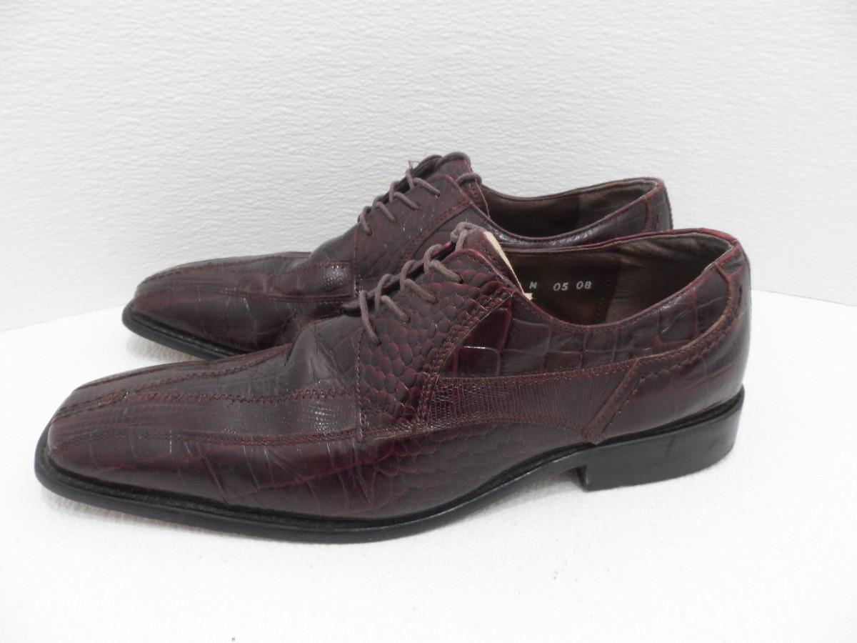 Stacy Adams Snake Skin Leather Burgundy Oxford Shoes  display picture 1