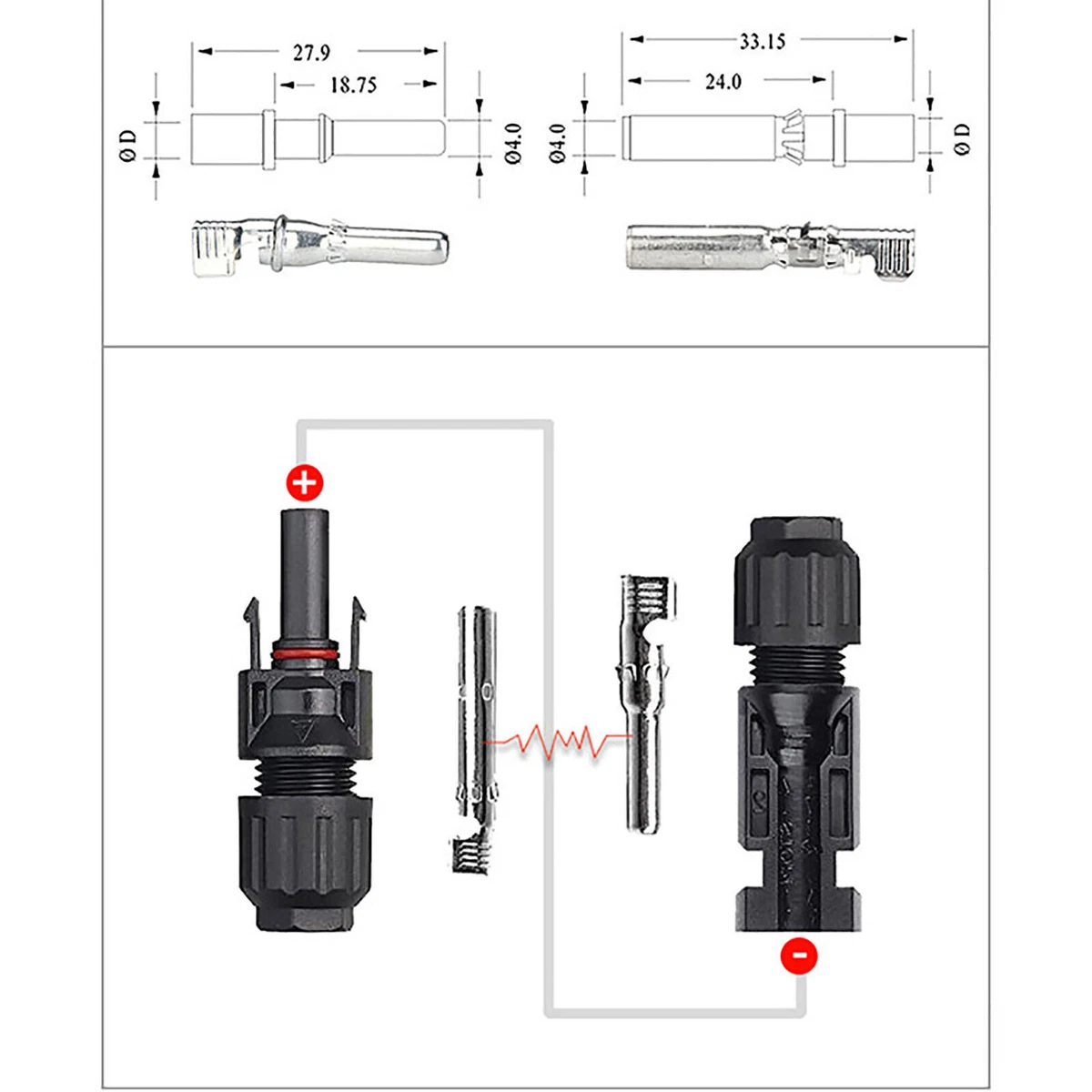 10 Pair Compatible Terminal Male Female Pin inner core for Solar Panel Connector