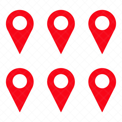 Map Pin Location Marker Vinyl Decal 6-Pack   Red Stickers for Indoor & Outdoor