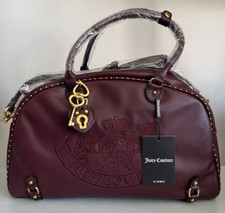 Juicy Couture Scottie Twig Dogs Vintage Style Leather Bowling Grab Tote Bag