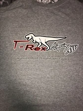 Vintage T-Rex Racing Grey Background T-Shirt W/evolution Of Rider!! Rare Summer