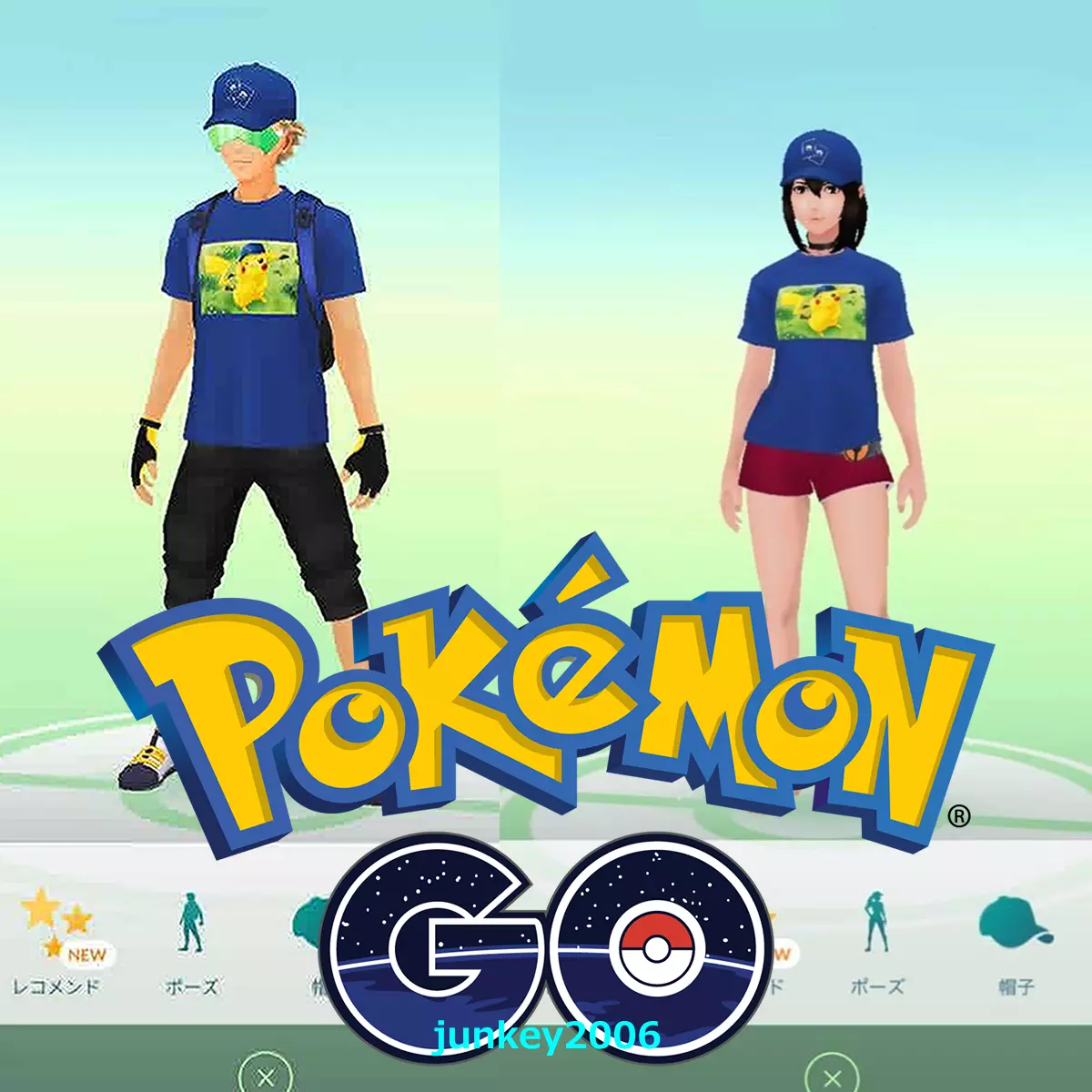 Pokemon GO Promo Code TCG Blue Pikachu Costume Confirmed Avatar Blue  T-shirt Cap