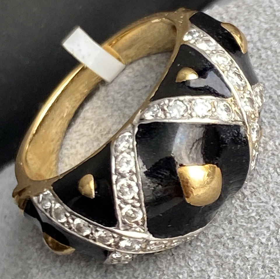 Hidalgo Vintage Diamond Ring Estate Fine Jewelry Pre-Owned Size 7 Enamel - Image 2 of 4