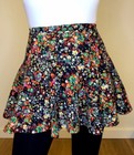 Lush XS Black Floral Stretch High Waist Boho Grunge A-line Skater Skirt — photo 1