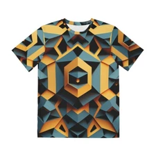 All Over Print T Shirt Futuristic Geometric Pattern Bold Modern Sleek Art Unique