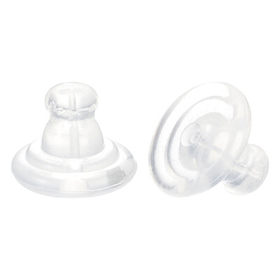 2Pcs Earring Backs for Stud, 925 Silver Sterling/Silicone Plastic Stopper, Clear