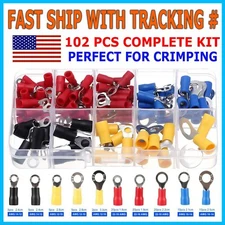 102PC Insulated Electrical Wire Splice Terminal Spade/Crimp/O Ring Connector Kit