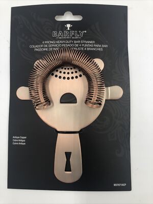 Mercer Barfly 4 Prong Heavy Duty Spring Bar Cocktail Strainer Antique Copper
