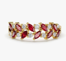 1.97ct Marquise Lab Created Garnet Floral Eternity Wedding Band Ring 925 Silver