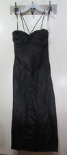 New Zenith Bridal Formal Dress Size 16 Black Straps Lined Back Zipper Beads