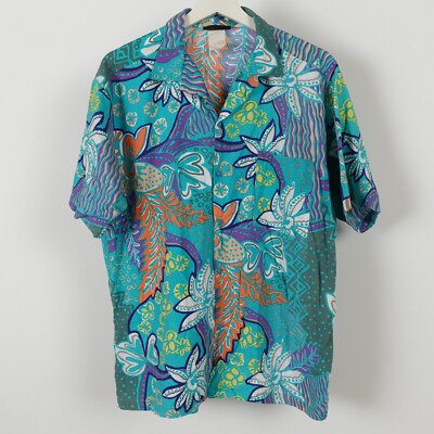 Vintage 80s Gallery Limited Floral Tropical Hawaiian Shirt Mens Large All Over