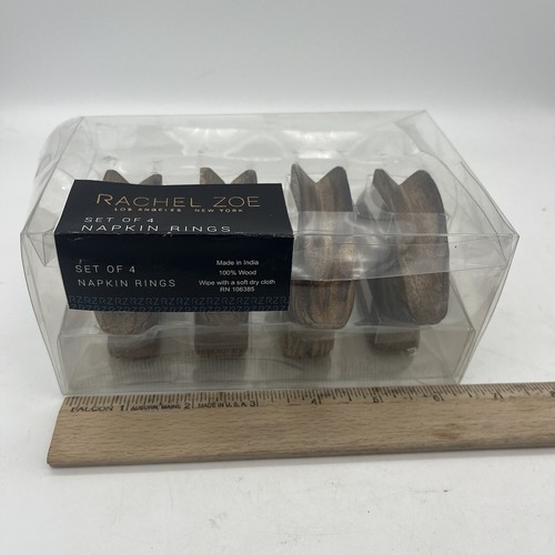 Rachel Zoe Set of 4 Wooden Napkin Rings Bunny Cute Rabbit Easter Spring - Picture 8 of 8