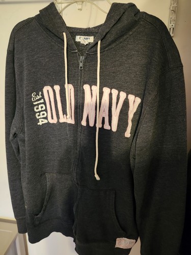 Vintage Old Navy Gray Hooded Zipper Sweatshirt **Size L**