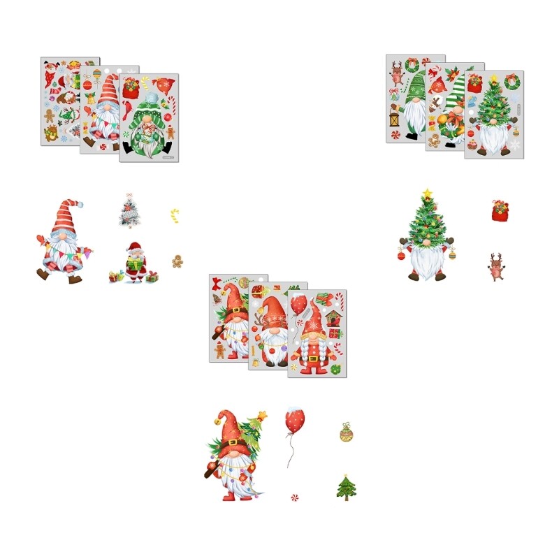 Christmas Window Stickers Window Wall Decals Dwarf Shape Set Double-Side