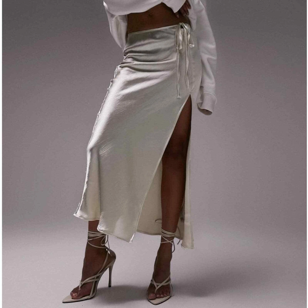 Satin midi skirt clearance champagne