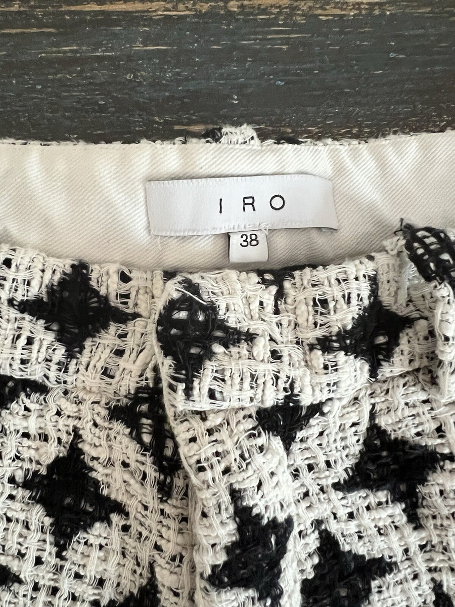 IRO Haris Boucle Tweed Shorts Size 38 White Black Diamond