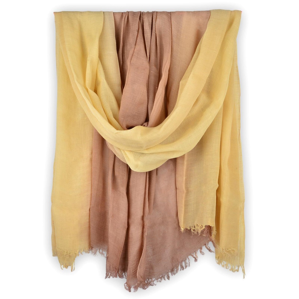 Women Summer Cotton Linen Scarfs Gradient Two-tone Shawl Beach Gauze Long  Lig...