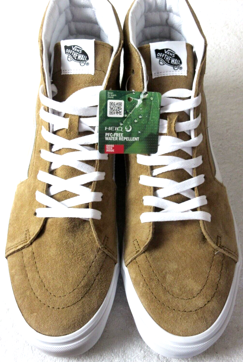 Vans Men's Sk8-Hi Pig Suede Tobacco Brown White Striped Skate shoes Size 13  NIB - Main Image