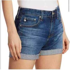 AG Adriano Goldschmied Blue The Hailey Ex-boyfriend Roll Up Cut-Off Shorts Sz 27