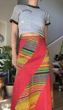 VTG 70s Patchwork Skirt with Asymmetrical Zipper and Scalloped Hem