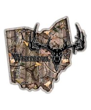 Ohio State Hunting Decal - Whitetail Deer Skull Camo Sticker Oh Ohio State Hunting Decal - Whitetail Deer Skull Camo Sticker Oh
