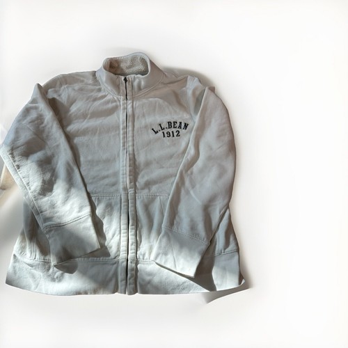 Vintage LL Bean Full Zip Jacket Sweater Sherpa Fleece Collar Men’s Large Beige