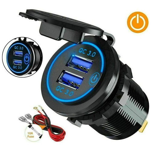 12V Dual QC3.0 USB Charger Socket Quick Charge 3.0 Power Outlet Adapter for Car - Photo 3 sur 14