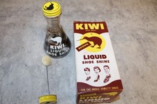 VINTAGE KIWI SHOE POLISH BOTTLE AND BOX 1950'S