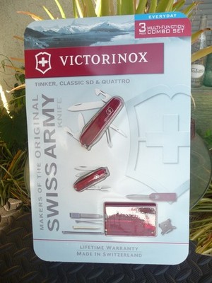 Victorinox Lot Of 3 SAK KNIVES TOOLS Tinker Swiss Card And Classic SD Combo Set 