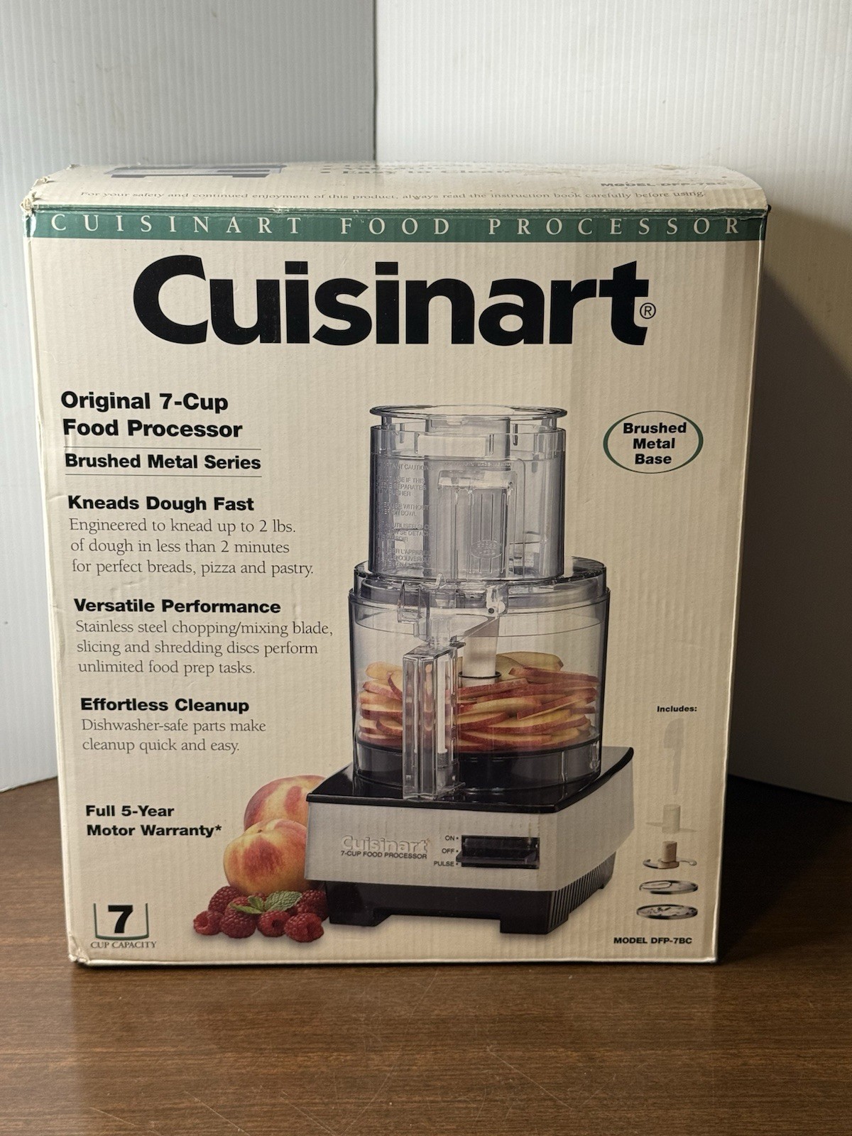 Cuisinart DFP-7BC Brushed Metal Base 7 Cup Food Processor NEW Open Box