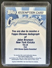 2025-26 Topps Chrome Update Jalen Brunson Auto Autograph #TCA-JB Knicks